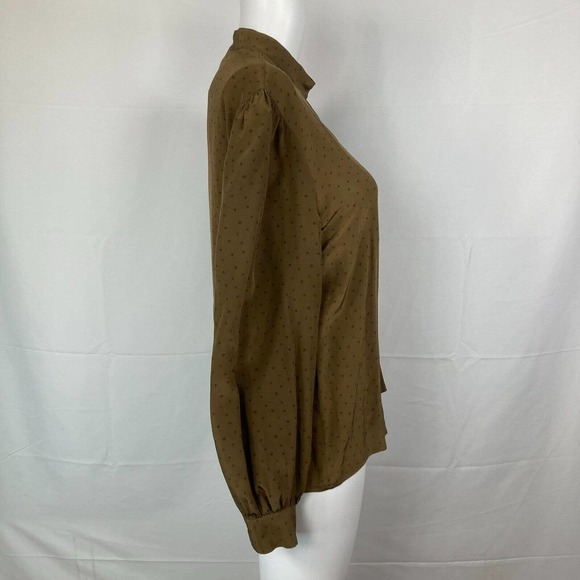 VTG‎ David Harkham Shirt Womens Sz 12 Brown Silk Vintage Hidden Button Blouse - Picture 2 of 8
